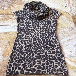 Cheetah Leopard animal print knit tunic minidress